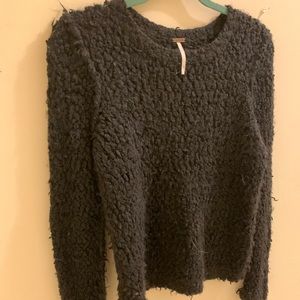 Free People Black Fluffy Sweater